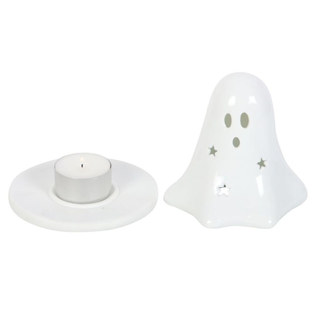 Ceramic Ghost Tealight/Incense Cone Holder