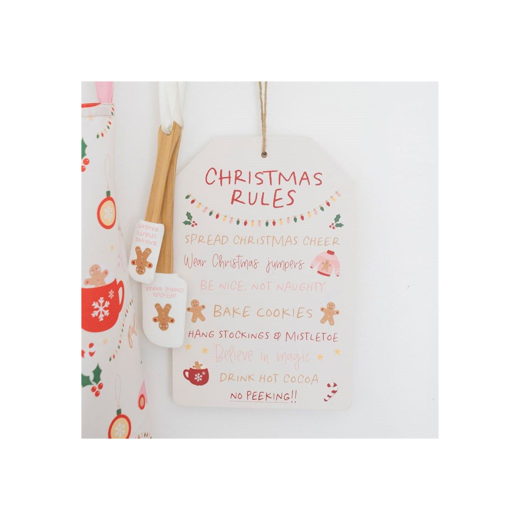 Sugarplum Fun Christmas Rules Wooden Hanging Sign