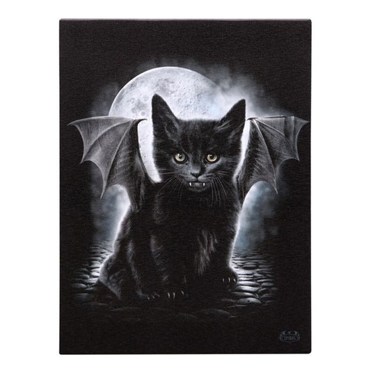 19x25cm Bat Cat Canvas Plaque by Spiral Direct