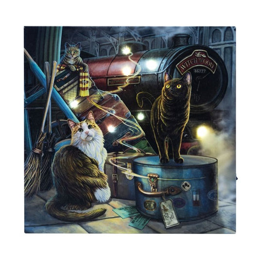 Witchwood Express (Cat) Light Up Canvas Plaque by Lisa Parker (30 x 30cm)