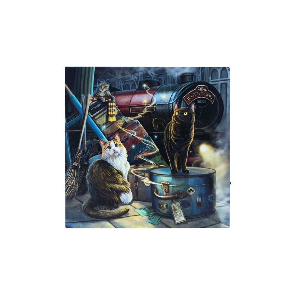 Witchwood Express (Cat) Light Up Canvas Plaque by Lisa Parker (30 x 30cm)