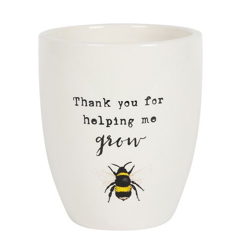 'Thank You For Helping Me Grow' Bee Ceramic Plant Pot