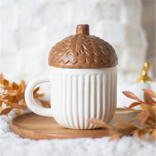 Autumn Acorn Shaped Mug with Lid