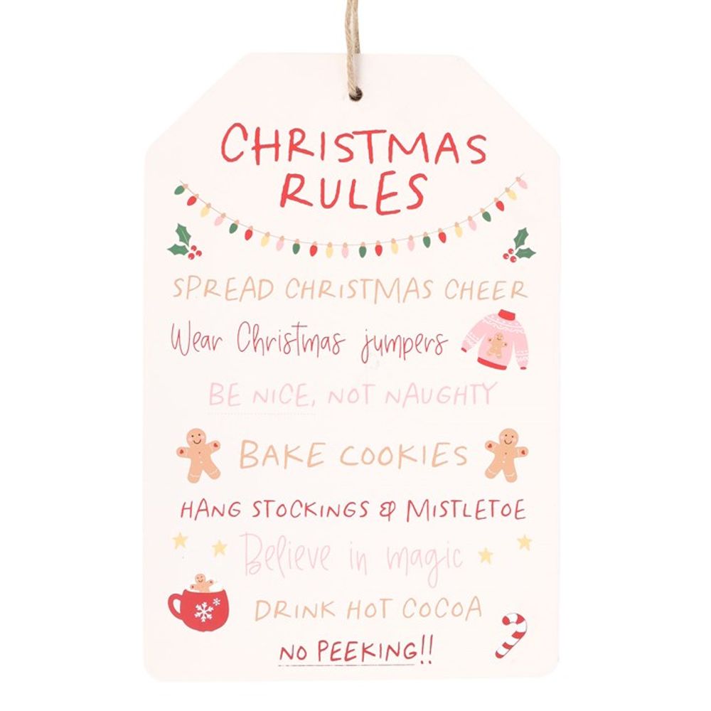 Sugarplum Fun Christmas Rules Wooden Hanging Sign