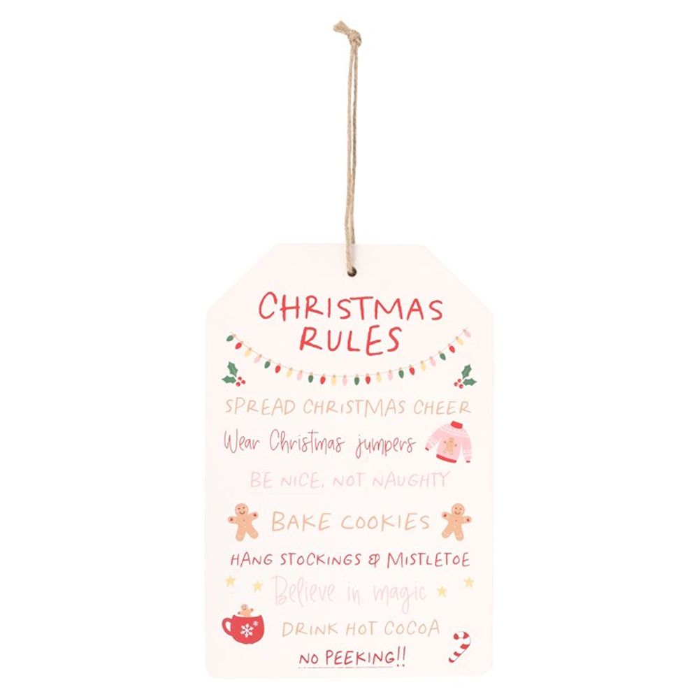 Sugarplum Fun Christmas Rules Wooden Hanging Sign