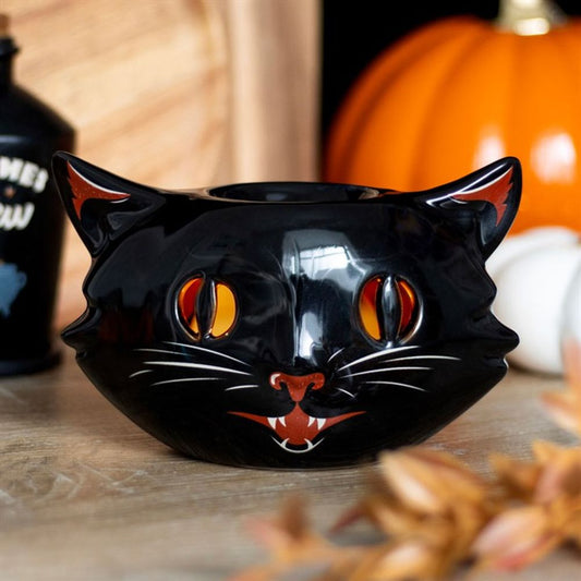Spooky Black Halloween Cat Oil Burner