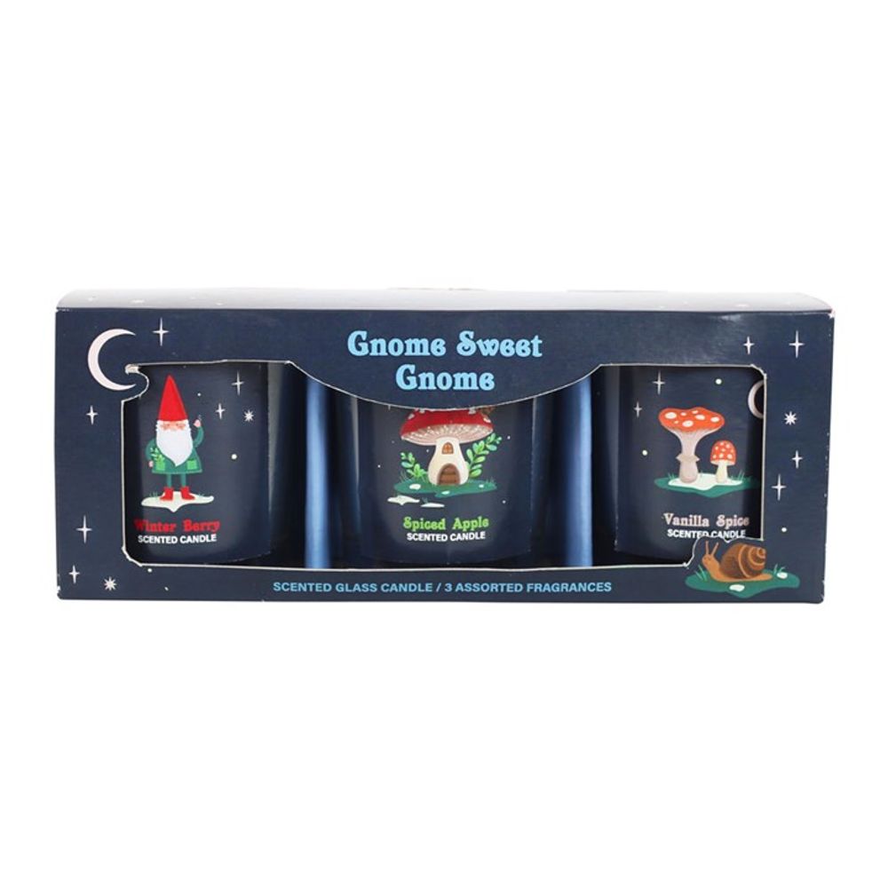 Gnome Sweet Gnome Glass Candle Trio Set