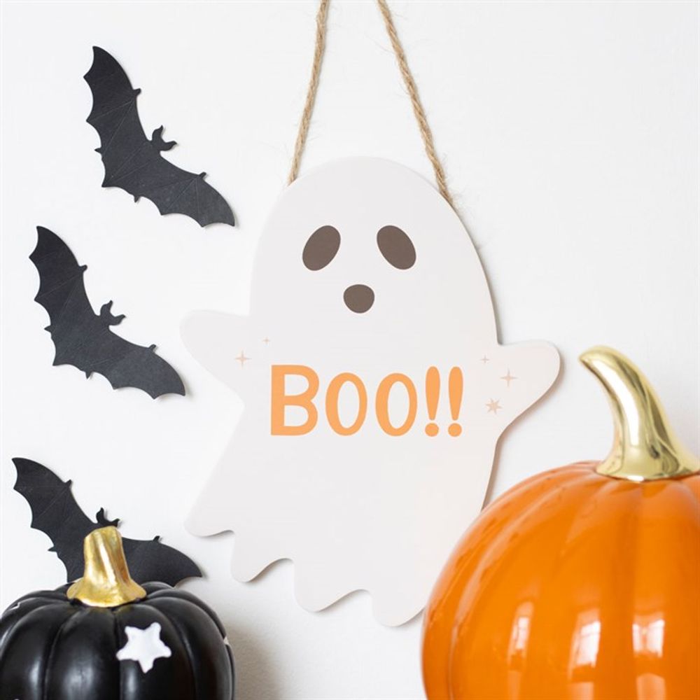 20cm Ghost Shaped Hanging Halloween Sign