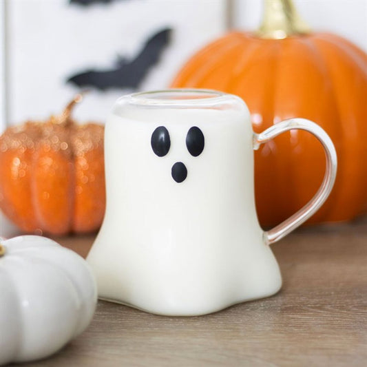 Ghost Shaped Halloween Glass Mug
