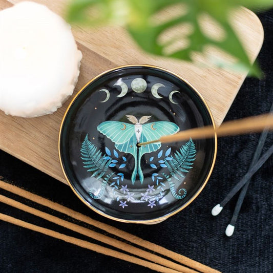 Dark Forest: Luna Moth Ceramic Incense Plate - Suitable for Incense sticks or Cones