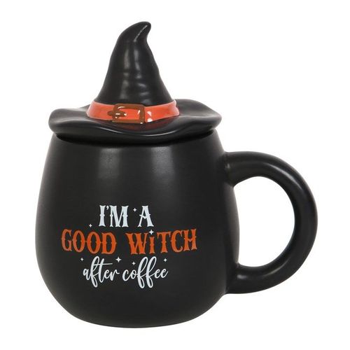 'I'm a Good Witch After Coffee' Mug with Lid