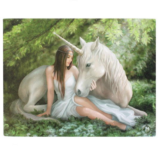 25x19cm Small Pure Heart (Unicorn) Canvas Plaque by Anne Stokes