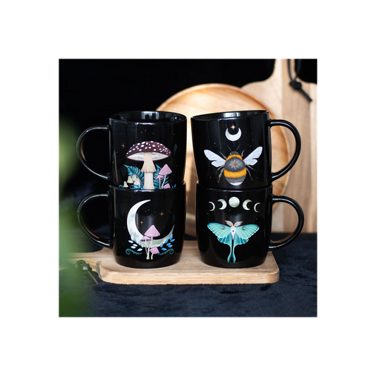 Set of 4 Dark Forest Ceramic Mugs