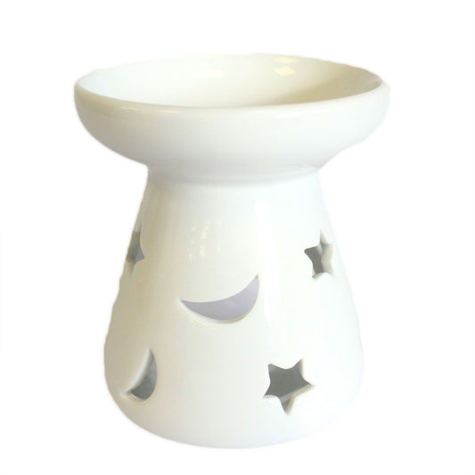 White Oil/Wax Melt Burner - Moon & Stars Design (Available in Small or Large)