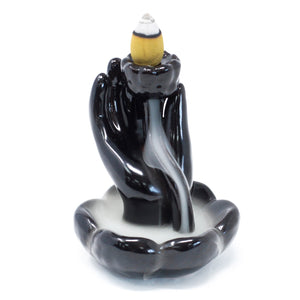 Ceramic Backflow Incense Burner - Hand and Lotus