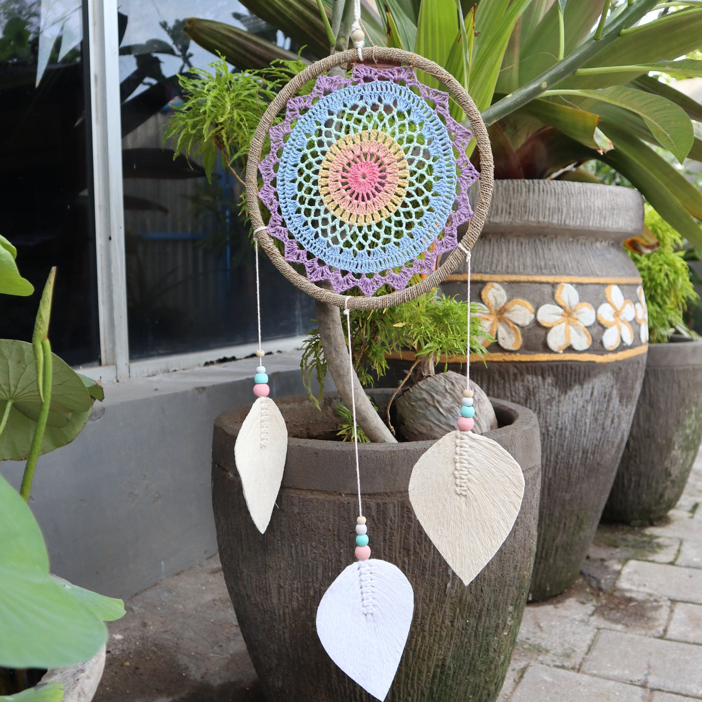 Hand Made Dream Catcher - Multi Colour Elemental Spirits (Large)
