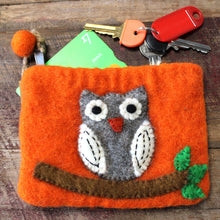 Handmade Natural Felt Zipper Pouch/Purse - Owl