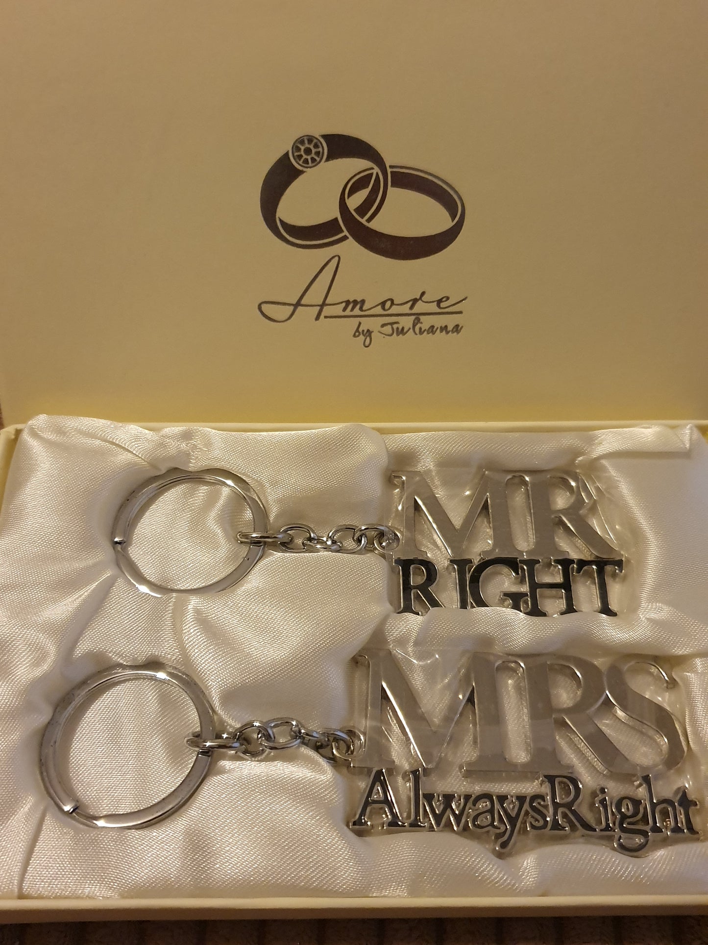 'Mr Right & Mrs Always Right' Dual Keyring Set