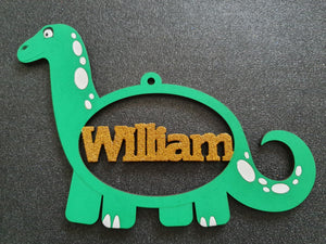 Personalised and Customisable Wooden Dinosaur Name Decoration