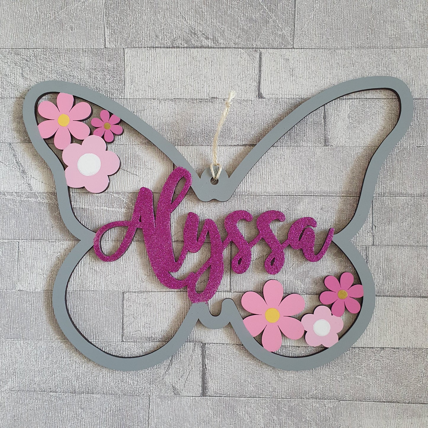 Personalised and Customisable Wooden Butterfly Name Decoration/Plaque
