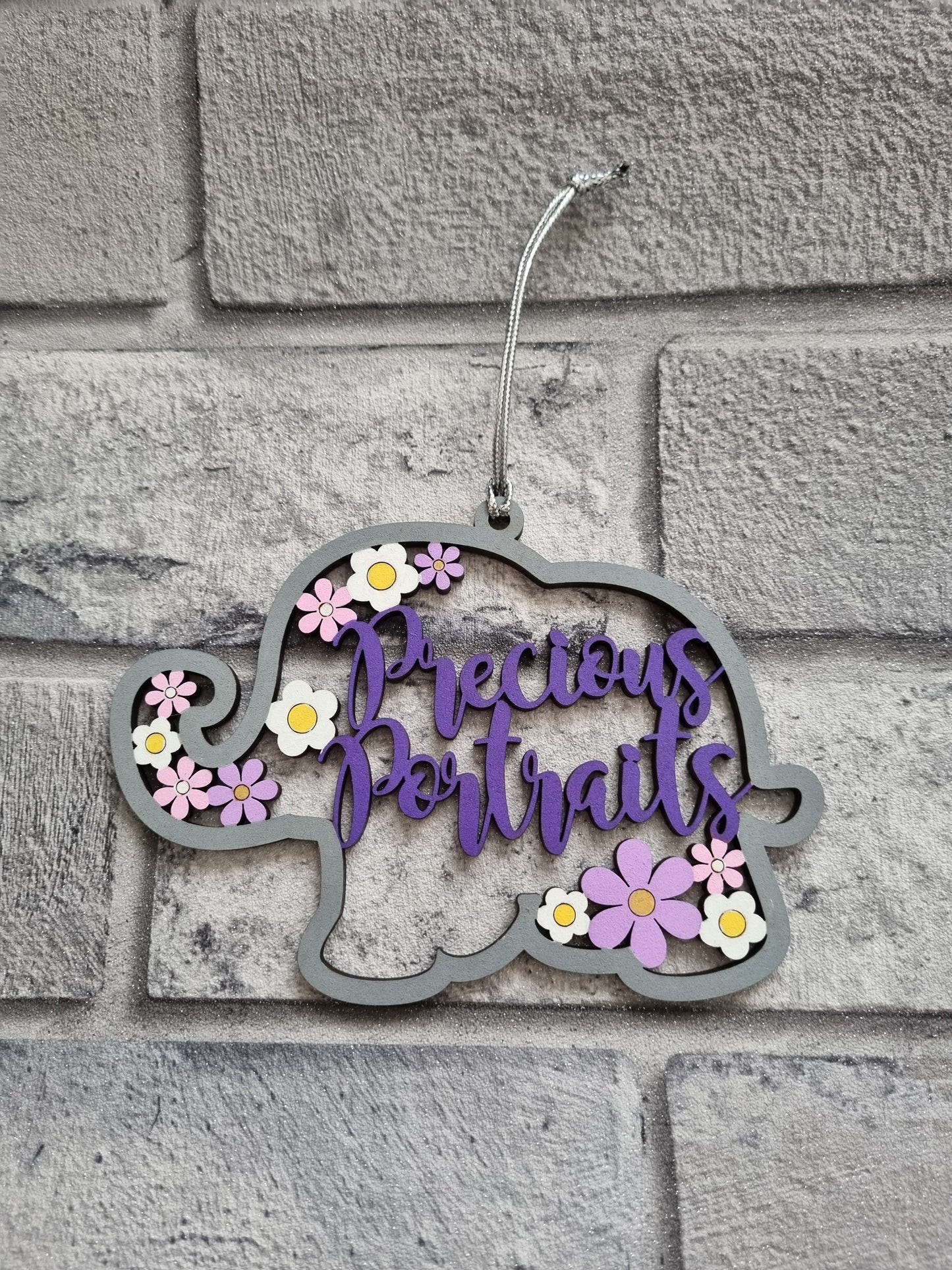 Personalised and Customisable Wooden Elephant Name Decoration