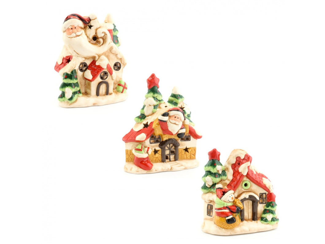 Light Up Christmas House LED Ornaments - Santa (2 designs) or Snowman