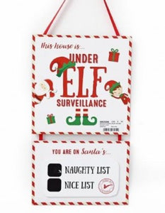 Elf Surveillance Christmas Chalkboard Plaque