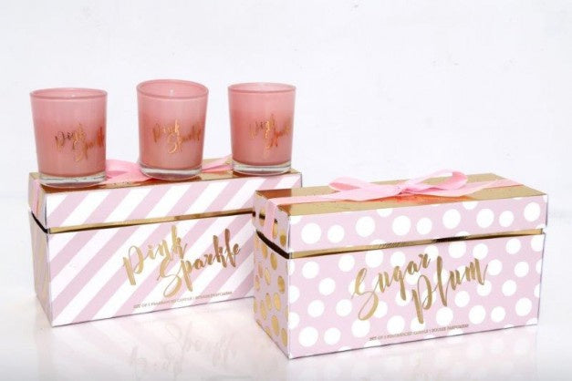 Pink and Gold Scented Candle Pot Set - Two Designs available