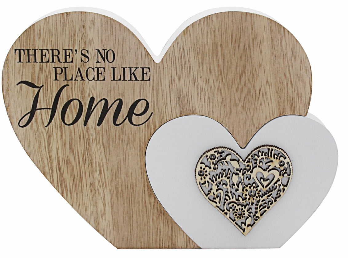 Sentiments Wooden Double Heart Block: There's no place like Home