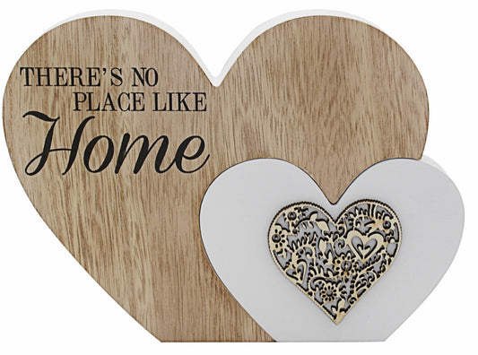 Sentiments Wooden Double Heart Block: There's no place like Home