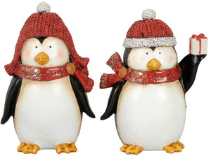 Large Glitter Christmas Penguin Ornament in Red - Two Designs Available
