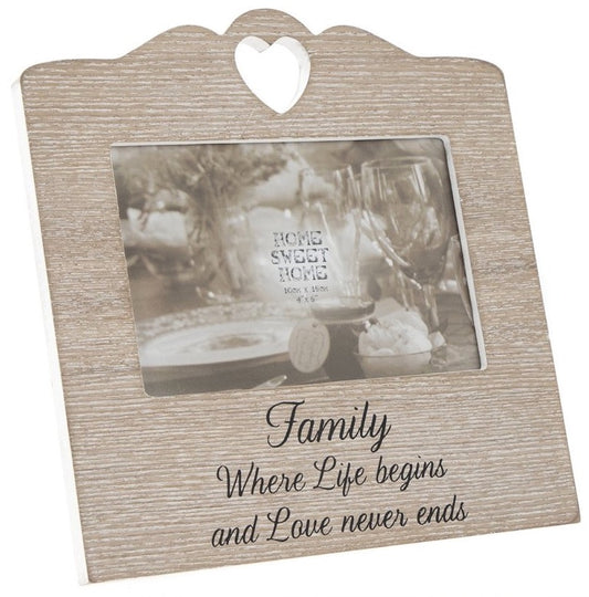 Wooden Sentiments Photo Frame with Heart Design - Family