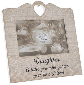 Wooden Sentiments Photo Frame with Heart Design - Daughter