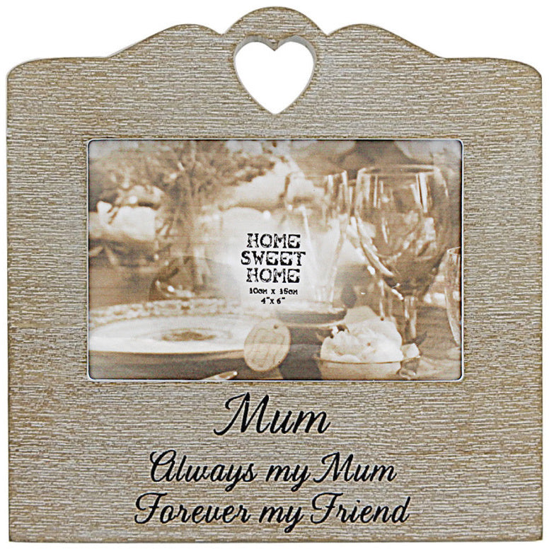 Wooden Sentiments Photo Frame with Heart Design - Mum