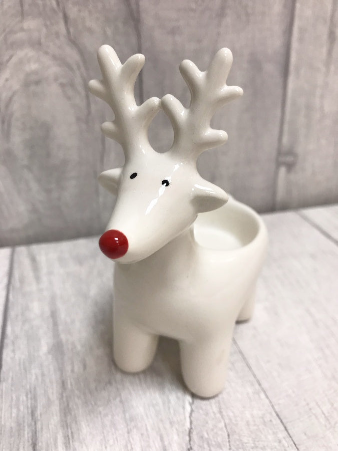 Ceramic Christmas Reindeer Tealight/Votive Candle Holder