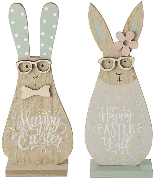 Pastel Wooden 'Happy Easter' Bunny