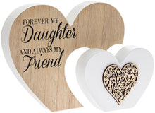 Sentiments Wooden Double Heart Block 'Forever my .... Always My Friend' ': Mum, Nan, or Daughter remaining.