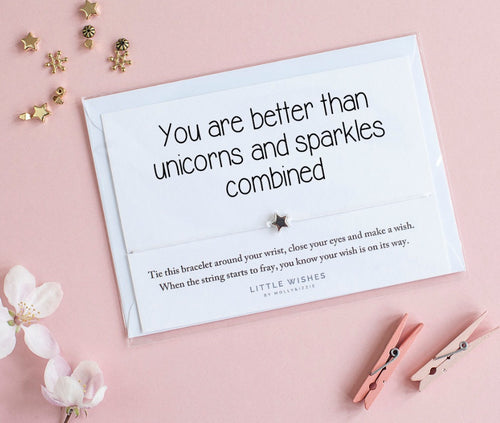 Little Wishes 'Better than Unicorns and Sparkles' Bracelet with small star bead