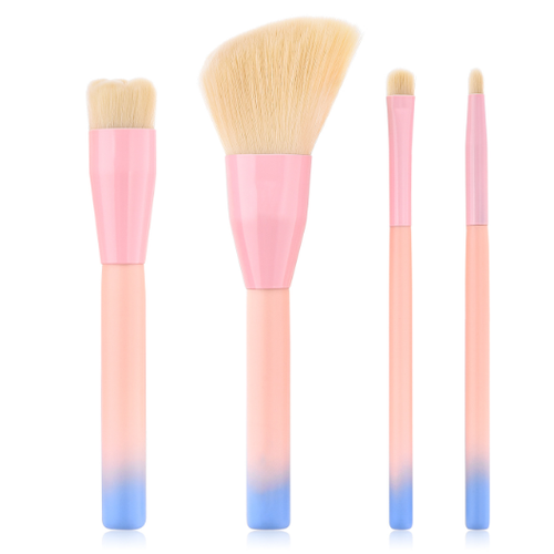 4 Piece Pink-Blue Cloud Mini Makeup Brush Set (Travel Size)