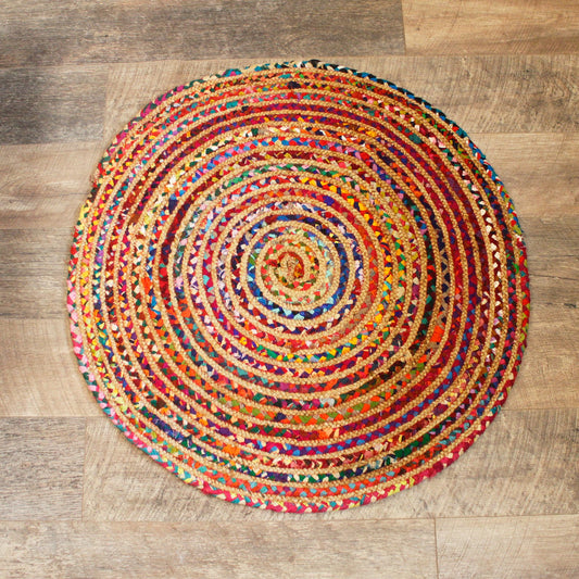 Handmade Round Jute Cotton Rugs (made from Recycled Materials) - UK Only