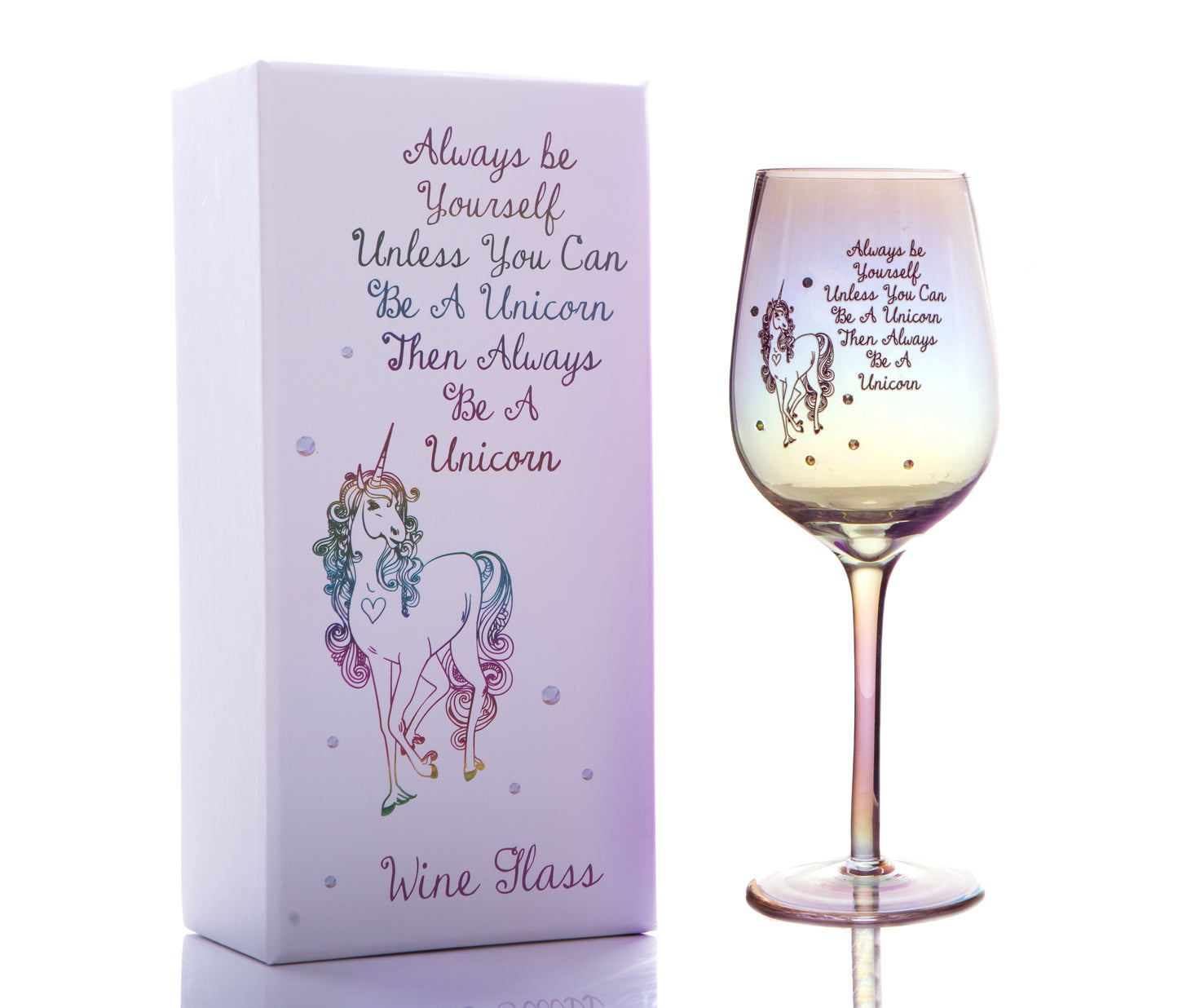 Rainbow Lustre Effect Unicorn Wine Glass