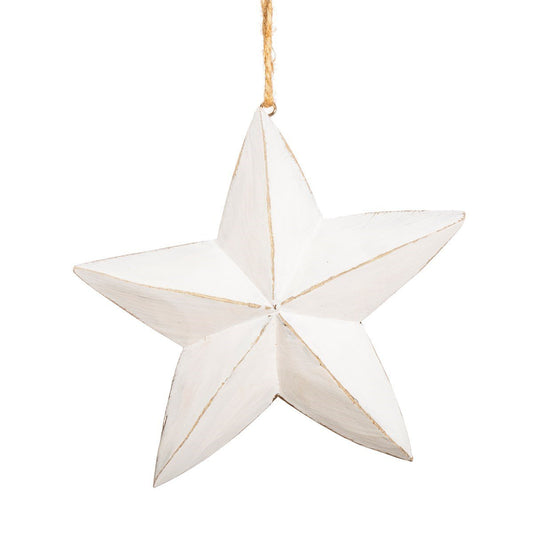 White Wood Hanging Star Christmas Decoration