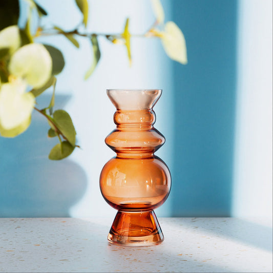Selina Shape Dark Amber Glass Vase