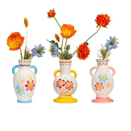 Single Folk Floral Small Vase