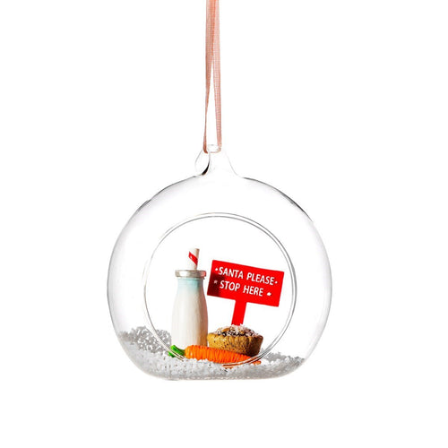 'Santa Please Stop Here' Santa's Snacks Christmas Bauble