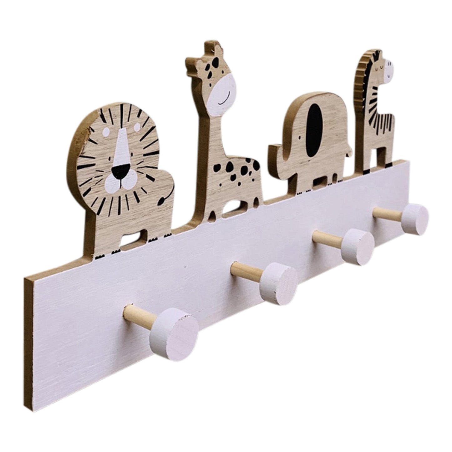 Wooden Safari Carvings with 4 Coat Hooks