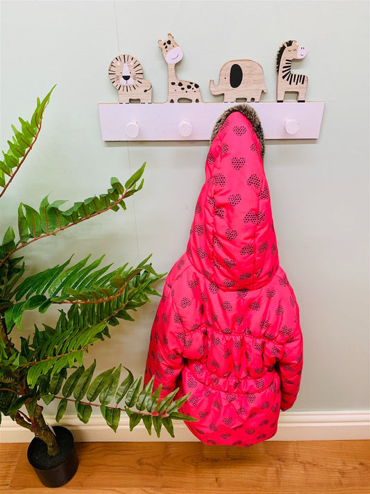 Wooden Safari Carvings with 4 Coat Hooks