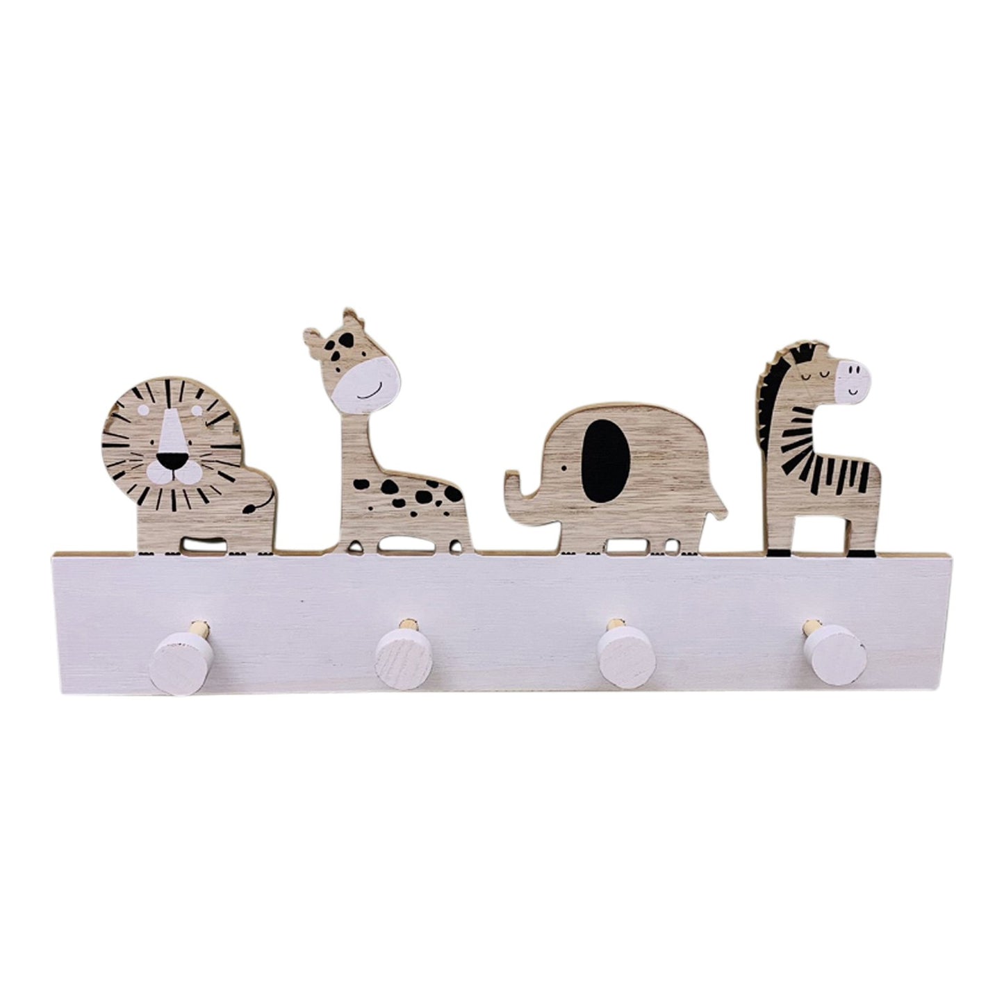 Wooden Safari Carvings with 4 Coat Hooks