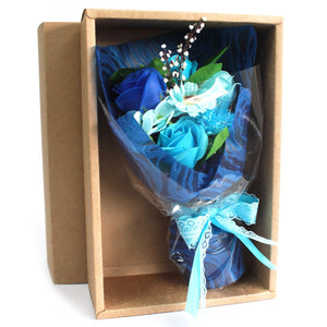 Boxed Soap Flower Bouquet - Blues