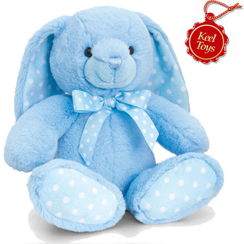 Keel Toys Spotty Bunny Soft Toy - Available in Blue or Pink